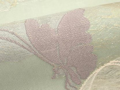 平和屋着物＊極上 夏物 西陣 河合美術織物謹製 六通柄 本袋帯 紗 舞蝶文 金糸 鶸茶色地 逸品 CZAA3677s5