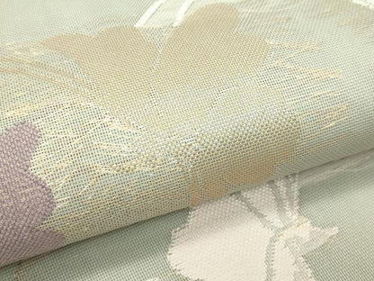 平和屋着物＊極上 夏物 西陣 河合美術織物謹製 六通柄 本袋帯 紗 舞蝶文 金糸 鶸茶色地 逸品 CZAA3677s5