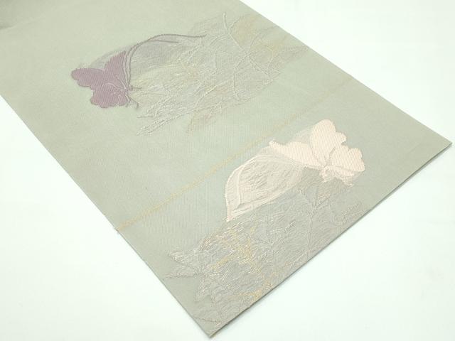 平和屋着物＊極上 夏物 西陣 河合美術織物謹製 六通柄 本袋帯 紗 舞蝶文 金糸 鶸茶色地 逸品 CZAA3677s5