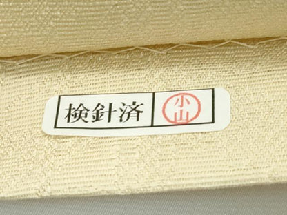 平和屋着物＊極上 夏物 西陣 岡文織物謹製 六通柄袋帯 草花文 ブロンド色地 逸品 CZAA3678s5