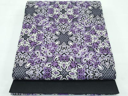 平和屋着物■極上　スリーシーズン　春夏秋　太鼓柄袋帯　駒刺繍　中国三大刺繍　スワトウ相良刺繍　更紗唐草文　黒地　逸品　CZAA3683s5