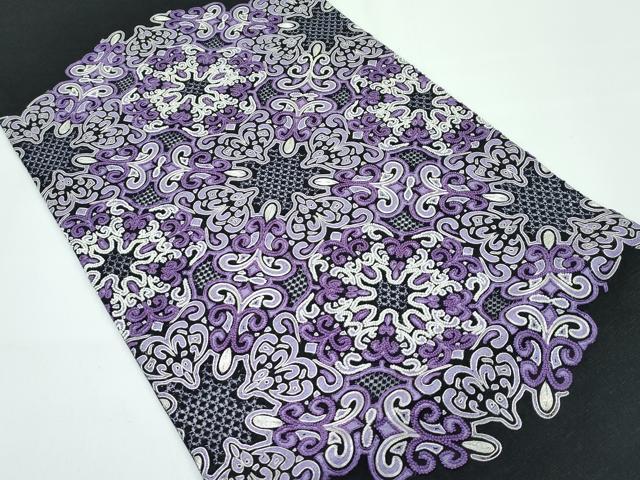 平和屋着物■極上　スリーシーズン　春夏秋　太鼓柄袋帯　駒刺繍　中国三大刺繍　スワトウ相良刺繍　更紗唐草文　黒地　逸品　CZAA3683s5