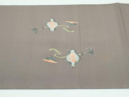 平和屋着物●極上 太鼓柄袋帯 綴れ 大津絵十種 雷公の太鼓釣 鬼 空五倍子色地 逸品 CZAA3685s5