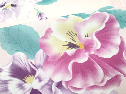 平和屋着物∴極上 夏物 撫松庵 小紋・浴衣兼用 セオアルファ 草花文 白茶色地 洗える着物 逸品 未使用 CZAA3709s5