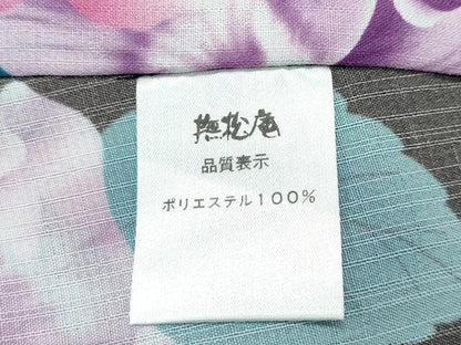 平和屋着物∴極上 夏物 撫松庵 小紋・浴衣兼用 セオアルファ フリルパンジー 黒地 洗える着物 逸品 未使用 CZAA3711s5