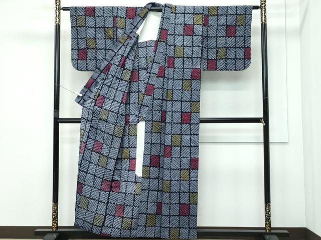 平和屋着物∴極上 夏物 浴衣 有松鳴海絞り 市松文様 綿 逸品 未使用 CZAA3716s5