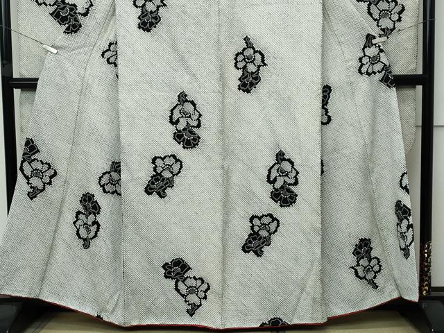 平和屋本店●極上　本疋田絞り　振袖　舞花文　黒地　逸品　CZAA5730s6