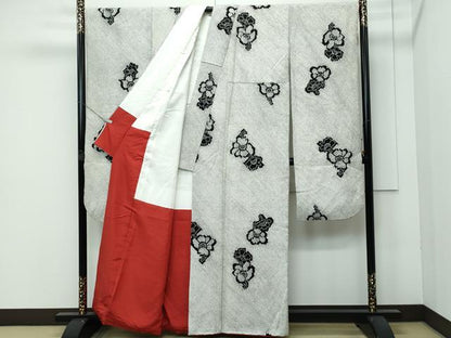 平和屋本店●極上　本疋田絞り　振袖　舞花文　黒地　逸品　CZAA5730s6