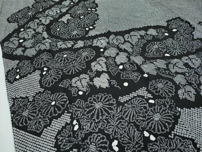 平和屋着物●極上 訪問着 総絞り 流水菊文 黒地 逸品 未使用 CZAA3724s5