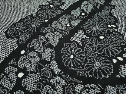 平和屋着物●極上 訪問着 総絞り 流水菊文 黒地 逸品 未使用 CZAA3724s5