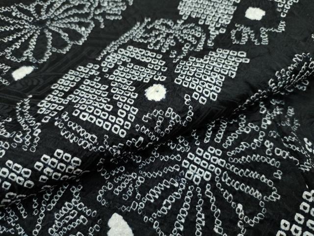 平和屋着物●極上 訪問着 総絞り 流水菊文 黒地 逸品 未使用 CZAA3724s5