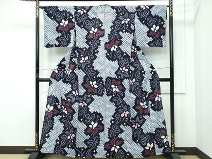 平和屋着物∴極上 夏物 浴衣 有松鳴海絞り 草花文 綿 逸品 CZAA3737s5