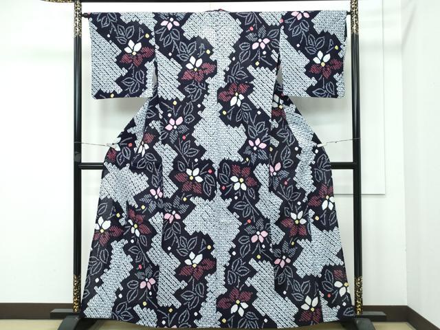 平和屋着物∴極上 夏物 浴衣 有松鳴海絞り 草花文 綿 逸品 CZAA3737s5