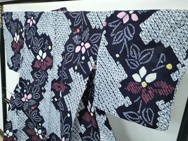 平和屋着物∴極上 夏物 浴衣 有松鳴海絞り 草花文 綿 逸品 CZAA3737s5