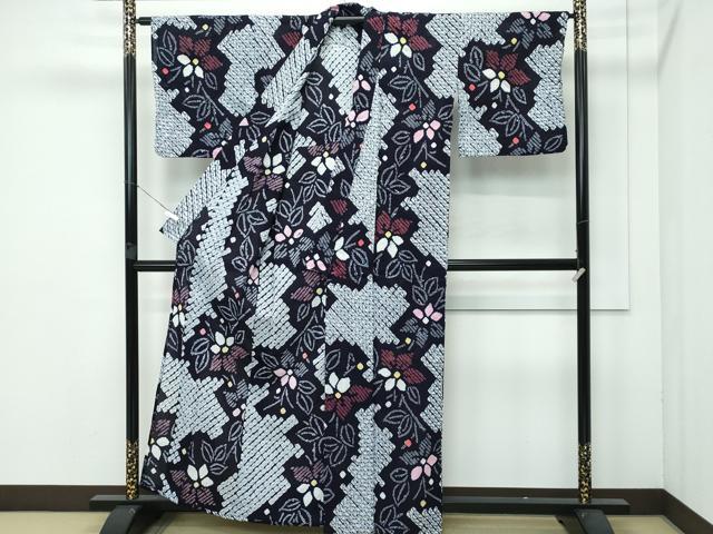 平和屋着物∴極上 夏物 浴衣 有松鳴海絞り 草花文 綿 逸品 CZAA3737s5