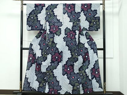 平和屋着物■極上　夏物　浴衣　有松鳴海絞り　草花文　綿　逸品　CZAA3738s5