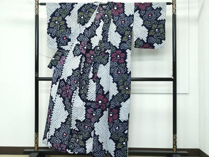 平和屋着物■極上　夏物　浴衣　有松鳴海絞り　草花文　綿　逸品　CZAA3738s5