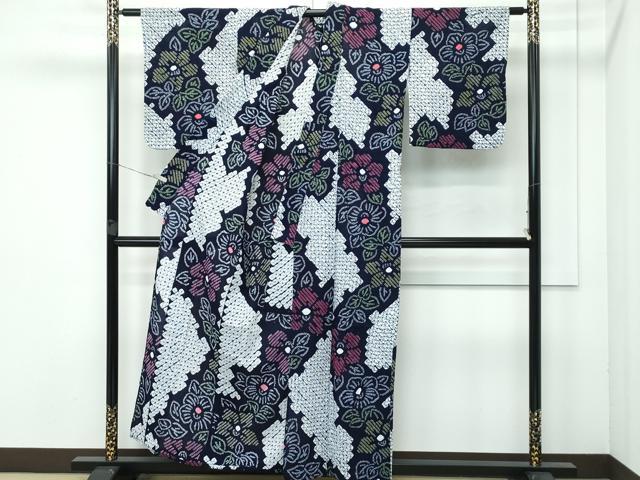 平和屋着物■極上　夏物　浴衣　有松鳴海絞り　草花文　綿　逸品　CZAA3738s5