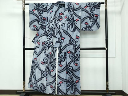 平和屋着物∴極上 夏物 浴衣 有松鳴海絞り 舞蝶文 綿 逸品 CZAA3741s5