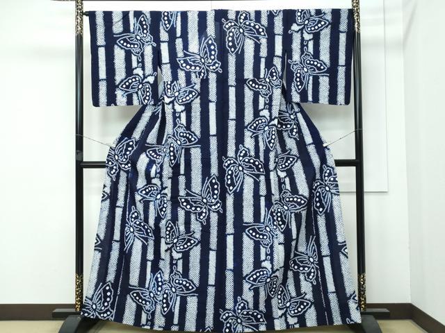 平和屋着物∴極上 夏物 浴衣 有松鳴海絞り 竹並び舞蝶文 綿 逸品 未使用 CZAA3742s5