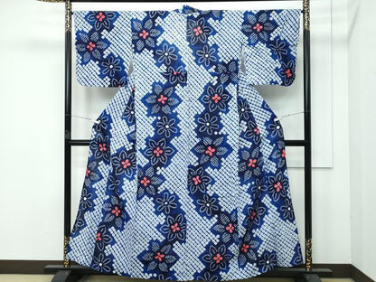 平和屋着物∴極上 夏物 浴衣 有松鳴海絞り 舞花文 綿 逸品 CZAA3743s5