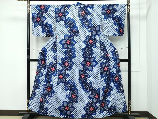 平和屋着物∴極上 夏物 浴衣 有松鳴海絞り 舞花文 綿 逸品 CZAA3743s5
