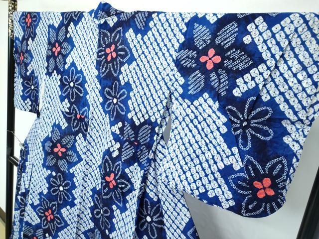 平和屋着物∴極上 夏物 浴衣 有松鳴海絞り 舞花文 綿 逸品 CZAA3743s5