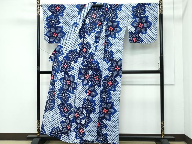 平和屋着物∴極上 夏物 浴衣 有松鳴海絞り 舞花文 綿 逸品 CZAA3743s5