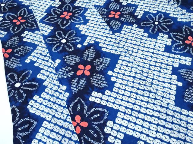 平和屋着物∴極上 夏物 浴衣 有松鳴海絞り 舞花文 綿 逸品 CZAA3743s5