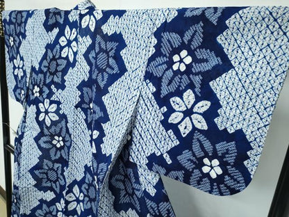 平和屋着物∴極上 夏物 浴衣 有松鳴海絞り 舞花文 綿 逸品 CZAA3744s5