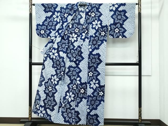 平和屋着物∴極上 夏物 浴衣 有松鳴海絞り 舞花文 綿 逸品 CZAA3744s5