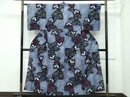 平和屋着物∴極上 夏物 浴衣 有松鳴海絞り 舞蝶文 綿 逸品 CZAA3745s5
