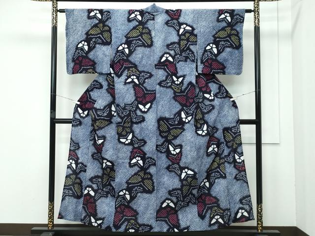 平和屋着物∴極上 夏物 浴衣 有松鳴海絞り 舞蝶文 綿 逸品 CZAA3745s5