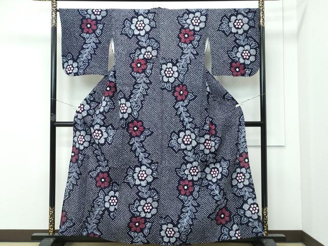 平和屋着物∴極上 夏物 浴衣 有松鳴海絞り 草花文 綿 逸品 CZAA3746s5
