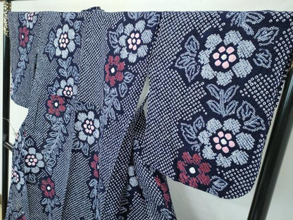 平和屋着物∴極上 夏物 浴衣 有松鳴海絞り 草花文 綿 逸品 CZAA3746s5