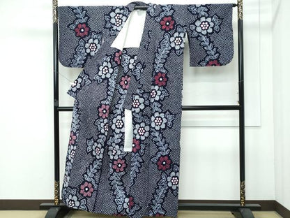 平和屋着物∴極上 夏物 浴衣 有松鳴海絞り 草花文 綿 逸品 CZAA3746s5