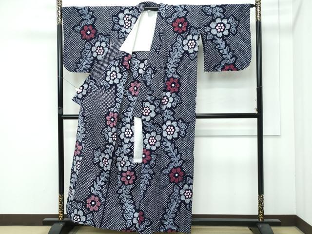 平和屋着物∴極上 夏物 浴衣 有松鳴海絞り 草花文 綿 逸品 CZAA3746s5