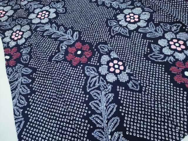 平和屋着物∴極上 夏物 浴衣 有松鳴海絞り 草花文 綿 逸品 CZAA3746s5