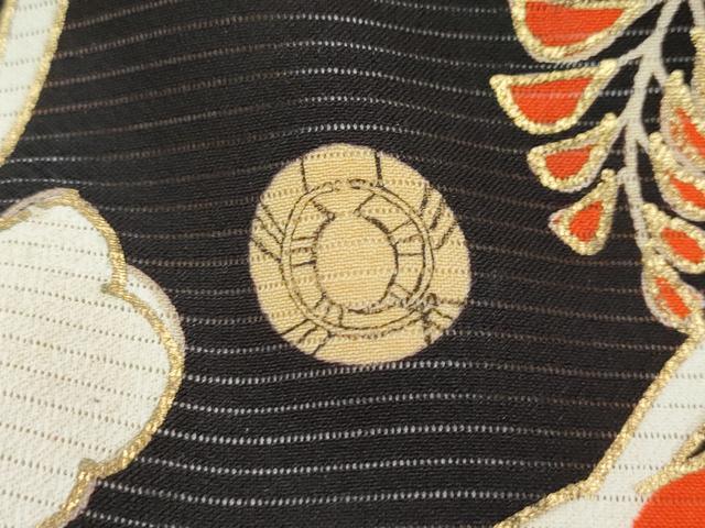 平和屋本店＊希少 夏物 アンティーク 大正ロマン 振袖 絽袷 絽×絽 扇面飛鶴花文 金銀彩 逸品 CZAA3754s5