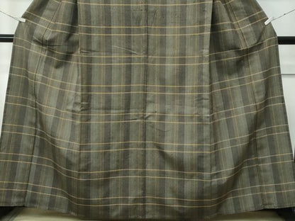 平和屋本店■希少　ざざんざ織　伊兵衛織　単衣　格子柄　逸品　CZAA3759s5