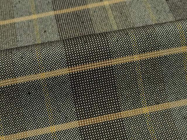 平和屋本店■希少　ざざんざ織　伊兵衛織　単衣　格子柄　逸品　CZAA3759s5