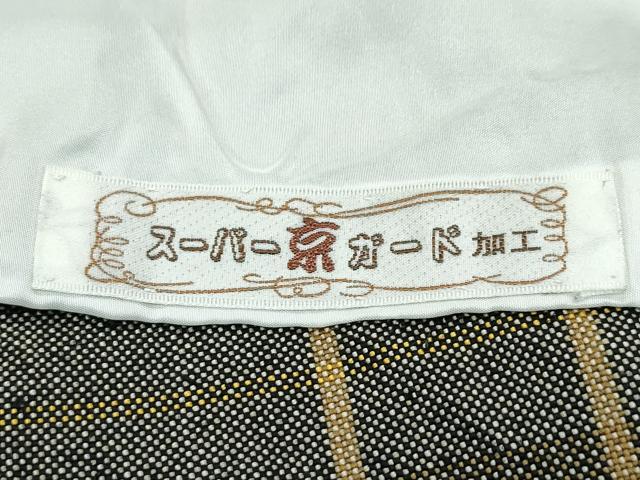 平和屋本店■希少　ざざんざ織　伊兵衛織　単衣　格子柄　逸品　CZAA3759s5
