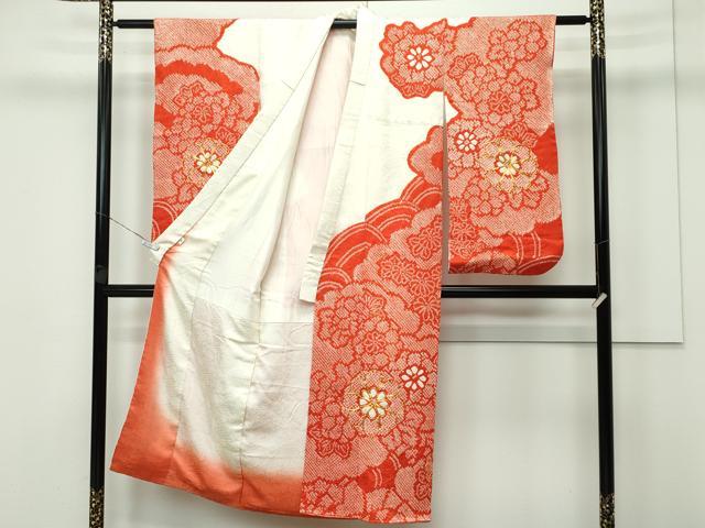 平和屋着物■極上　七五三　女の子　7歳　祝着　総絞り　駒刺繍　雲取り片輪車花文　そごう扱い　逸品　CZAA3762s5