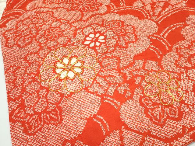 平和屋着物■極上　七五三　女の子　7歳　祝着　総絞り　駒刺繍　雲取り片輪車花文　そごう扱い　逸品　CZAA3762s5