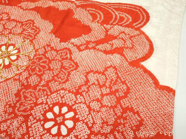 平和屋着物■極上　七五三　女の子　7歳　祝着　総絞り　駒刺繍　雲取り片輪車花文　そごう扱い　逸品　CZAA3762s5
