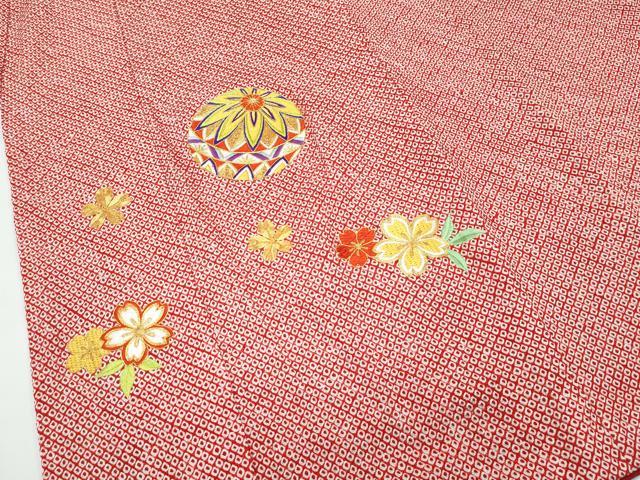 平和屋着物■極上　七五三　女の子　7歳　祝着　総絞り　総刺繍　駒刺繍　花毬文　逸品　CZAA3763s5