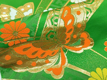 平和屋本店∵極上 女の子 十三参り 子供 祝着・袋帯・しごき・帯揚げセット 総絞り 駒刺繍 舞蝶文 暈し染め 金彩 逸品 CZAA3765s5