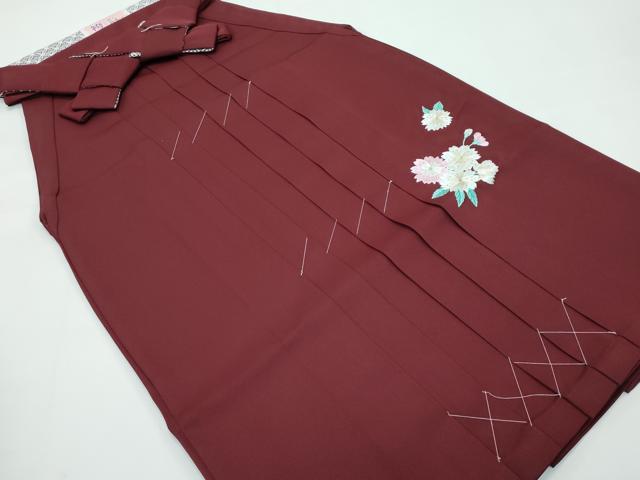 平和屋着物●女性　行灯袴　総刺繍　草花文　金糸　レース付き　赤褐色地　洗える着物　逸品　未使用　CZAA3767s5