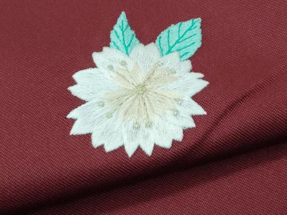 平和屋着物●女性　行灯袴　総刺繍　草花文　金糸　レース付き　赤褐色地　洗える着物　逸品　未使用　CZAA3767s5