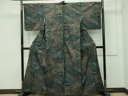 平和屋着物●極上 本場大島紬 9マルキ 総絣 風景文 逸品 CZAA3774s5